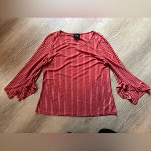 W5 anthropology brand Women's Red/orange Blouse with White Stripes